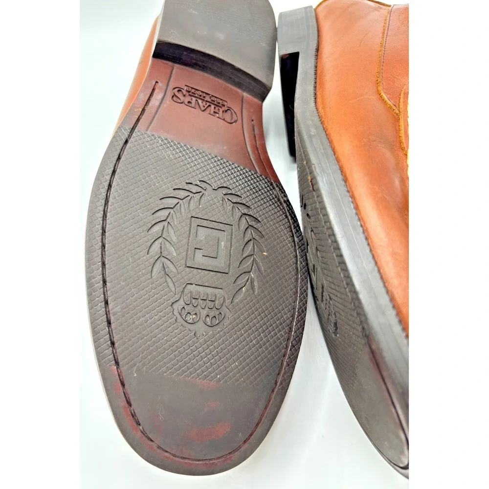 Chaps Men's Brown Leather Tassel Kiltie Loafers Moc Toe Slip On Dress Shoes 11.5